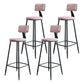 Modern Armless Backrest Counter Stool Iron Kitchen Bar Stool with Cushion Pink 4 Piece Set Clearhalo 'Bar Furniture' 'Bar Stools' 'bar_stools' 'furn' 'furn_bar_stools' 'Furniture' 'furniture_bar_stools' 'Kitchen & Dining Furniture' 5018592