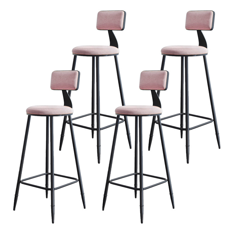Modern Armless Backrest Counter Stool Iron Kitchen Bar Stool with Cushion Pink 4 Piece Set Clearhalo 'Bar Furniture' 'Bar Stools' 'bar_stools' 'furn' 'furn_bar_stools' 'Furniture' 'furniture_bar_stools' 'Kitchen & Dining Furniture' 5018592