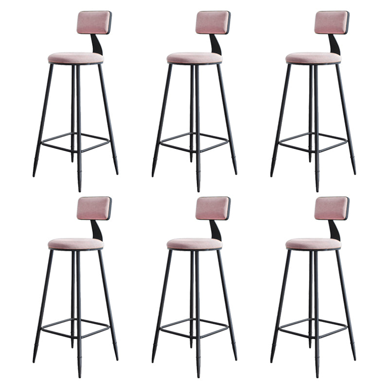 Modern Armless Backrest Counter Stool Iron Kitchen Bar Stool with Cushion Pink 6 Piece Set Clearhalo 'Bar Furniture' 'Bar Stools' 'bar_stools' 'furn' 'furn_bar_stools' 'Furniture' 'furniture_bar_stools' 'Kitchen & Dining Furniture' 5018593