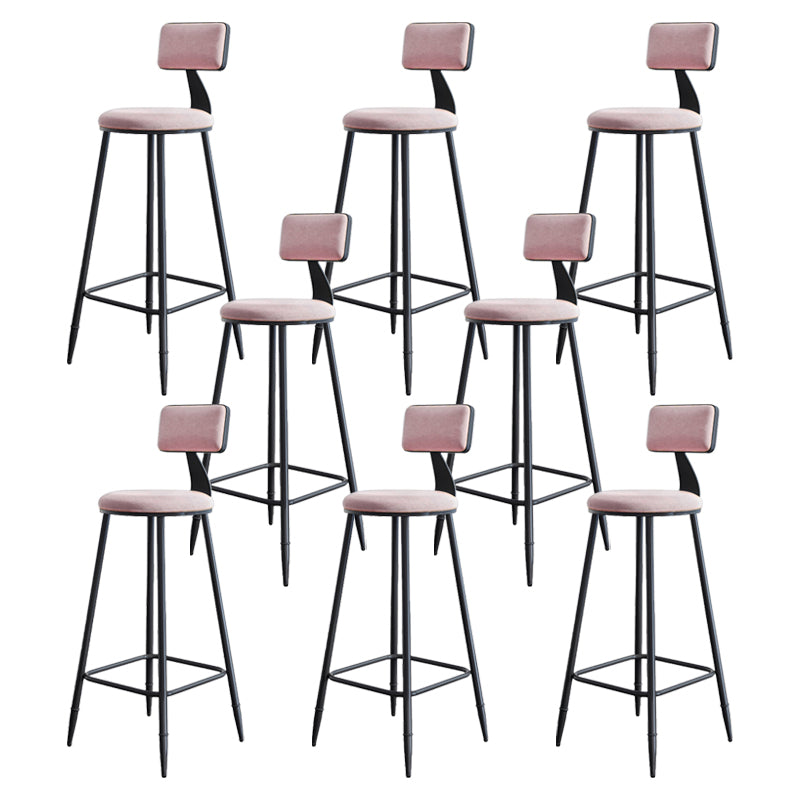Modern Armless Backrest Counter Stool Iron Kitchen Bar Stool with Cushion Pink 8 Piece Set Clearhalo 'Bar Furniture' 'Bar Stools' 'bar_stools' 'furn' 'furn_bar_stools' 'Furniture' 'furniture_bar_stools' 'Kitchen & Dining Furniture' 5018594