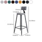 Modern Armless Backrest Counter Stool Iron Kitchen Bar Stool with Cushion Clearhalo 'Bar Furniture' 'Bar Stools' 'bar_stools' 'furn' 'furn_bar_stools' 'Furniture' 'furniture_bar_stools' 'Kitchen & Dining Furniture' 5018595