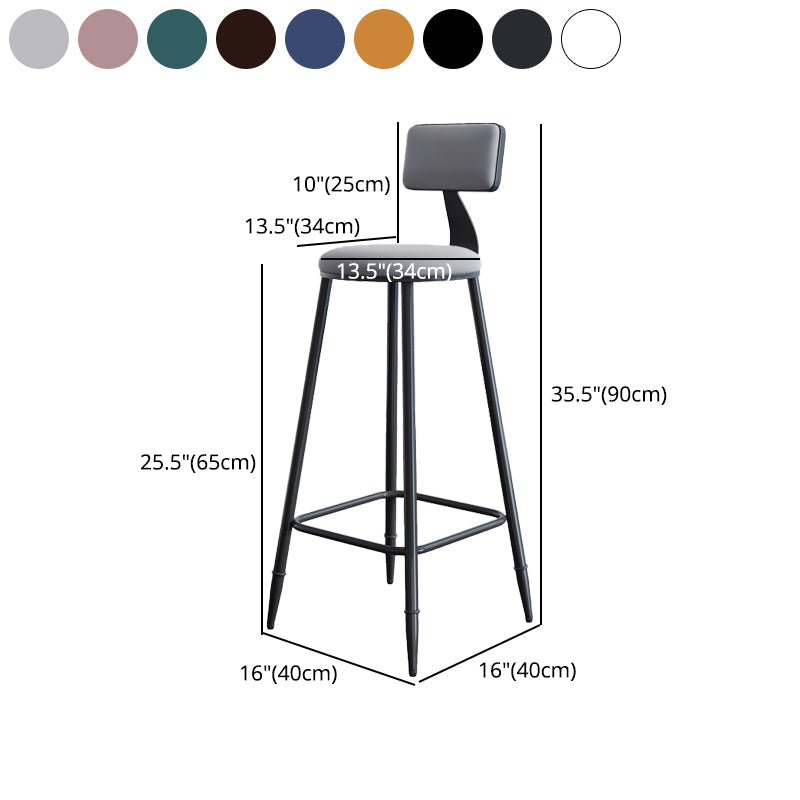 Modern Armless Backrest Counter Stool Iron Kitchen Bar Stool with Cushion Clearhalo 'Bar Furniture' 'Bar Stools' 'bar_stools' 'furn' 'furn_bar_stools' 'Furniture' 'furniture_bar_stools' 'Kitchen & Dining Furniture' 5018595