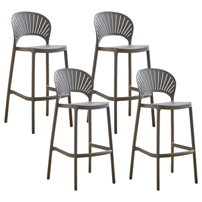 Modern Stackable Bar-stool Plastic Counter Bar Stool for Home Grey 4 Piece Set Clearhalo 'Bar Furniture' 'Bar Stools' 'bar_stools' 'furn' 'furn_bar_stools' 'Furniture' 'furniture_bar_stools' 'Kitchen & Dining Furniture' 5018599
