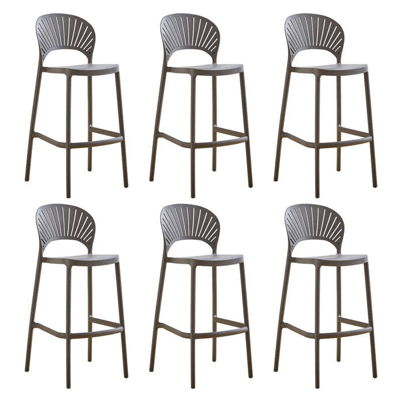 Modern Stackable Bar-stool Plastic Counter Bar Stool for Home Grey 6 Piece Set Clearhalo 'Bar Furniture' 'Bar Stools' 'bar_stools' 'furn' 'furn_bar_stools' 'Furniture' 'furniture_bar_stools' 'Kitchen & Dining Furniture' 5018602