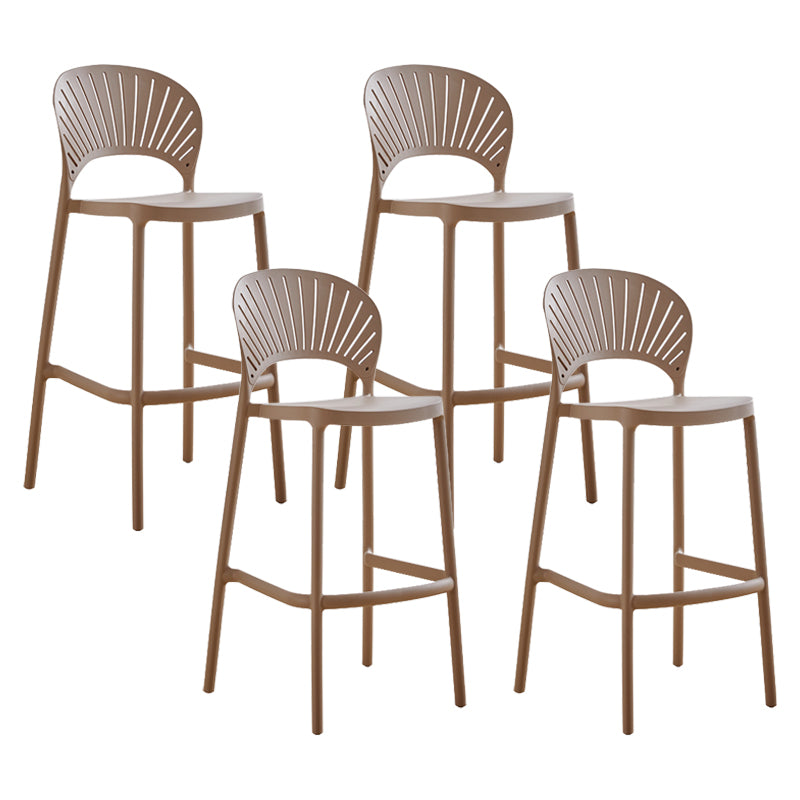 Modern Stackable Bar-stool Plastic Counter Bar Stool for Home Pink 4 Piece Set Clearhalo 'Bar Furniture' 'Bar Stools' 'bar_stools' 'furn' 'furn_bar_stools' 'Furniture' 'furniture_bar_stools' 'Kitchen & Dining Furniture' 5018608