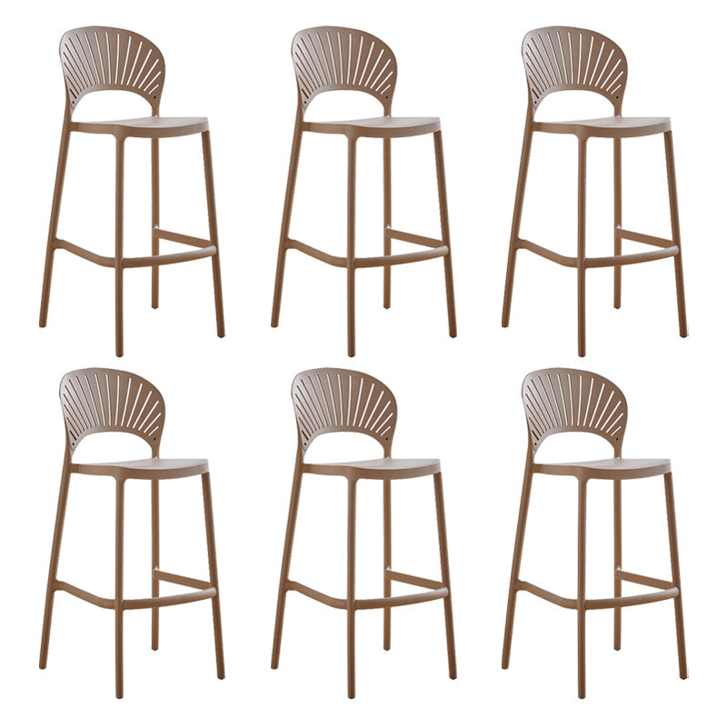 Modern Stackable Bar-stool Plastic Counter Bar Stool for Home Pink 6 Piece Set Clearhalo 'Bar Furniture' 'Bar Stools' 'bar_stools' 'furn' 'furn_bar_stools' 'Furniture' 'furniture_bar_stools' 'Kitchen & Dining Furniture' 5018610
