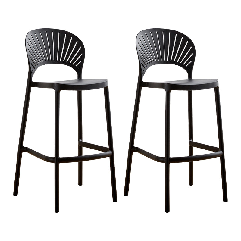 Modern Stackable Bar-stool Plastic Counter Bar Stool for Home Black 2 Piece Set Clearhalo 'Bar Furniture' 'Bar Stools' 'bar_stools' 'furn' 'furn_bar_stools' 'Furniture' 'furniture_bar_stools' 'Kitchen & Dining Furniture' 5018614
