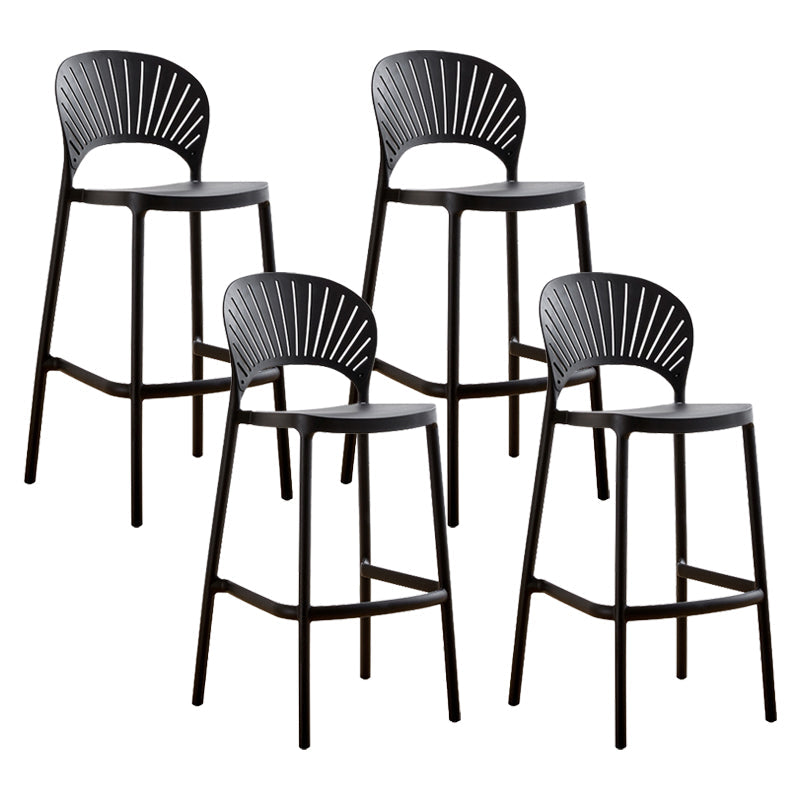 Modern Stackable Bar-stool Plastic Counter Bar Stool for Home Black 4 Piece Set Clearhalo 'Bar Furniture' 'Bar Stools' 'bar_stools' 'furn' 'furn_bar_stools' 'Furniture' 'furniture_bar_stools' 'Kitchen & Dining Furniture' 5018616