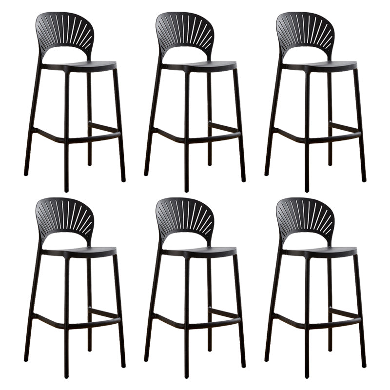 Modern Stackable Bar-stool Plastic Counter Bar Stool for Home Black 6 Piece Set Clearhalo 'Bar Furniture' 'Bar Stools' 'bar_stools' 'furn' 'furn_bar_stools' 'Furniture' 'furniture_bar_stools' 'Kitchen & Dining Furniture' 5018617