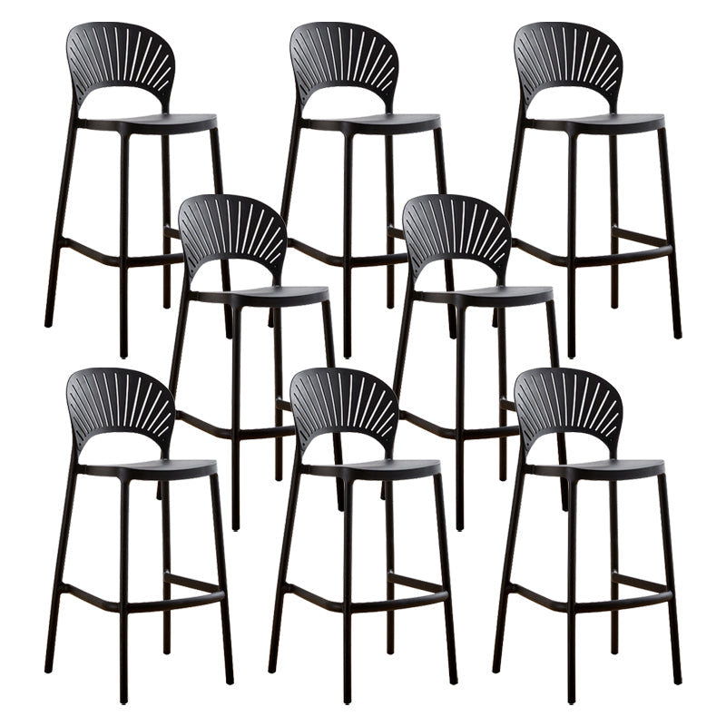 Modern Stackable Bar-stool Plastic Counter Bar Stool for Home Black 8 Piece Set Clearhalo 'Bar Furniture' 'Bar Stools' 'bar_stools' 'furn' 'furn_bar_stools' 'Furniture' 'furniture_bar_stools' 'Kitchen & Dining Furniture' 5018620