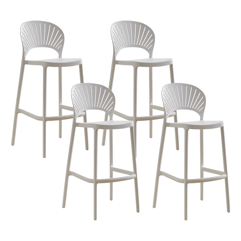 Modern Stackable Bar-stool Plastic Counter Bar Stool for Home White 4 Piece Set Clearhalo 'Bar Furniture' 'Bar Stools' 'bar_stools' 'furn' 'furn_bar_stools' 'Furniture' 'furniture_bar_stools' 'Kitchen & Dining Furniture' 5018626