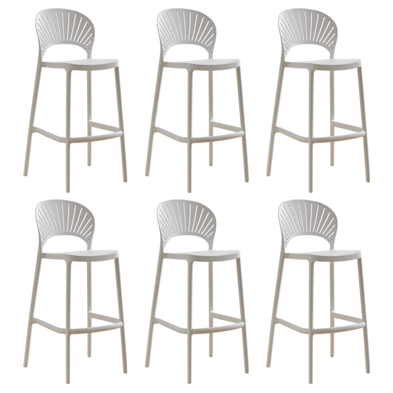 Modern Stackable Bar-stool Plastic Counter Bar Stool for Home White 6 Piece Set Clearhalo 'Bar Furniture' 'Bar Stools' 'bar_stools' 'furn' 'furn_bar_stools' 'Furniture' 'furniture_bar_stools' 'Kitchen & Dining Furniture' 5018627