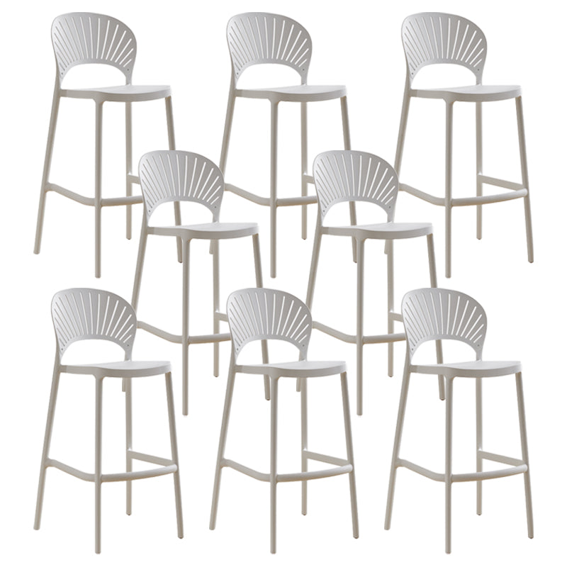 Modern Stackable Bar-stool Plastic Counter Bar Stool for Home White 8 Piece Set Clearhalo 'Bar Furniture' 'Bar Stools' 'bar_stools' 'furn' 'furn_bar_stools' 'Furniture' 'furniture_bar_stools' 'Kitchen & Dining Furniture' 5018628