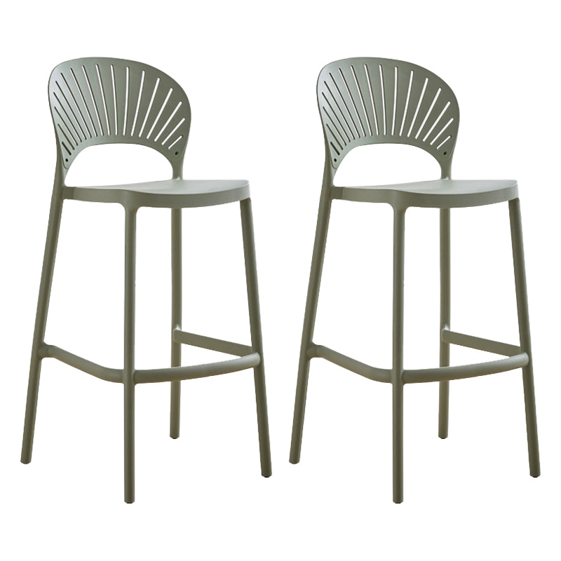 Modern Stackable Bar-stool Plastic Counter Bar Stool for Home Green 2 Piece Set Clearhalo 'Bar Furniture' 'Bar Stools' 'bar_stools' 'furn' 'furn_bar_stools' 'Furniture' 'furniture_bar_stools' 'Kitchen & Dining Furniture' 5018629