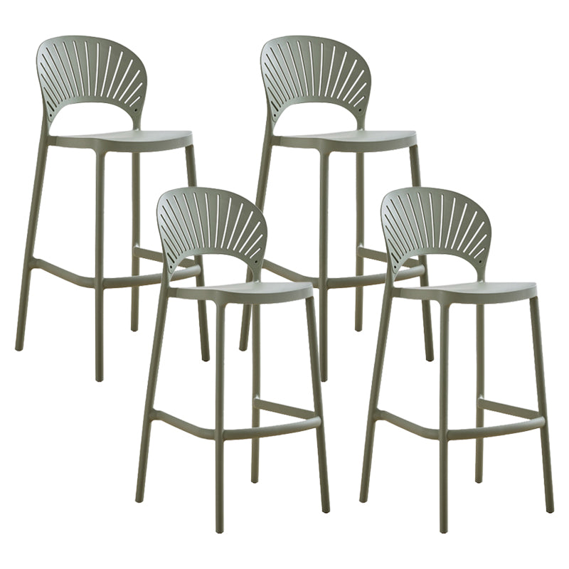 Modern Stackable Bar-stool Plastic Counter Bar Stool for Home Green 4 Piece Set Clearhalo 'Bar Furniture' 'Bar Stools' 'bar_stools' 'furn' 'furn_bar_stools' 'Furniture' 'furniture_bar_stools' 'Kitchen & Dining Furniture' 5018630