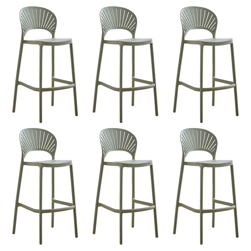 Modern Stackable Bar-stool Plastic Counter Bar Stool for Home Green 6 Piece Set Clearhalo 'Bar Furniture' 'Bar Stools' 'bar_stools' 'furn' 'furn_bar_stools' 'Furniture' 'furniture_bar_stools' 'Kitchen & Dining Furniture' 5018631
