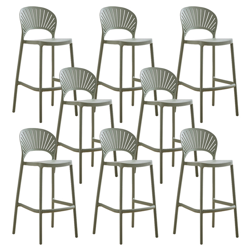 Modern Stackable Bar-stool Plastic Counter Bar Stool for Home Green 8 Piece Set Clearhalo 'Bar Furniture' 'Bar Stools' 'bar_stools' 'furn' 'furn_bar_stools' 'Furniture' 'furniture_bar_stools' 'Kitchen & Dining Furniture' 5018632