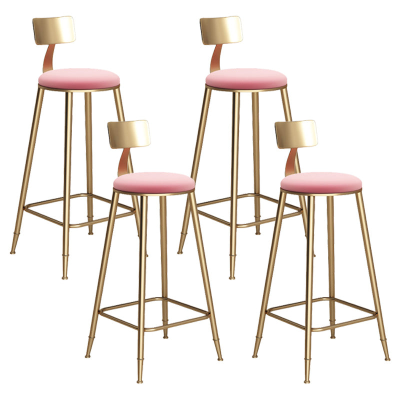 Glam Living Room Round Stool Matte Finish PU Leather Barstool Pink 4 Piece Set Clearhalo 'Bar Furniture' 'Bar Stools' 'bar_stools' 'furn' 'furn_bar_stools' 'Furniture' 'furniture_bar_stools' 'Kitchen & Dining Furniture' 5018643