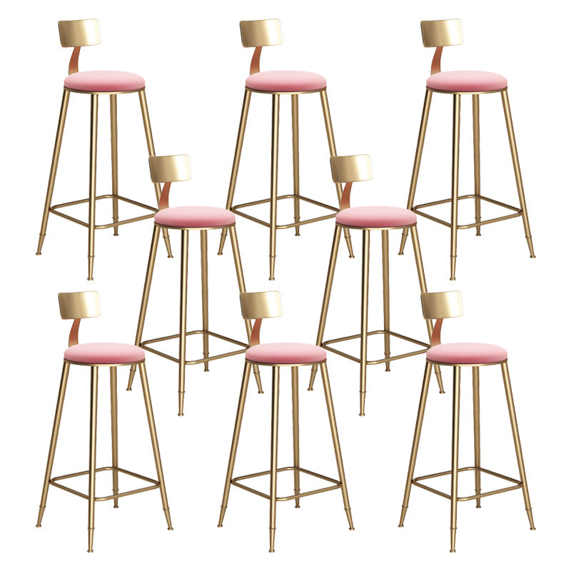 Glam Living Room Round Stool Matte Finish PU Leather Barstool Pink 8 Piece Set Clearhalo 'Bar Furniture' 'Bar Stools' 'bar_stools' 'furn' 'furn_bar_stools' 'Furniture' 'furniture_bar_stools' 'Kitchen & Dining Furniture' 5018645