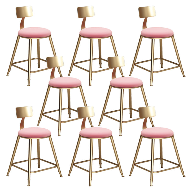 Glam Living Room Round Stool Matte Finish PU Leather Barstool Pink 8 Piece Set Short Stool(18"H) Clearhalo 'Bar Furniture' 'Bar Stools' 'bar_stools' 'furn' 'furn_bar_stools' 'Furniture' 'furniture_bar_stools' 'Kitchen & Dining Furniture' 5018649