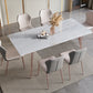 Designer Style Sintered Stone Top Dining Set 1/4/5/7 Pieces Kitchen Table with Chairs 7 Pieces: Table, 6 Chairs Clearhalo 'Dining Room Sets' 'Dining Tables & Seating' 'dining_room_set' 'furn' 'furn_dining_room_set' 'Furniture' 'furniture_dining_room_set' 'Kitchen & Dining Furniture' 5018661
