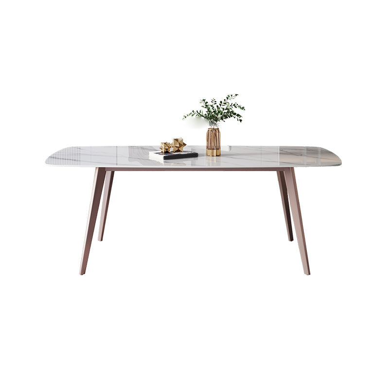 Designer Style Sintered Stone Top Dining Set 1/4/5/7 Pieces Kitchen Table with Chairs White 70.9"L x 35.4"W Clearhalo 'Dining Room Sets' 'Dining Tables & Seating' 'dining_room_set' 'furn' 'furn_dining_room_set' 'Furniture' 'furniture_dining_room_set' 'Kitchen & Dining Furniture' 5018662