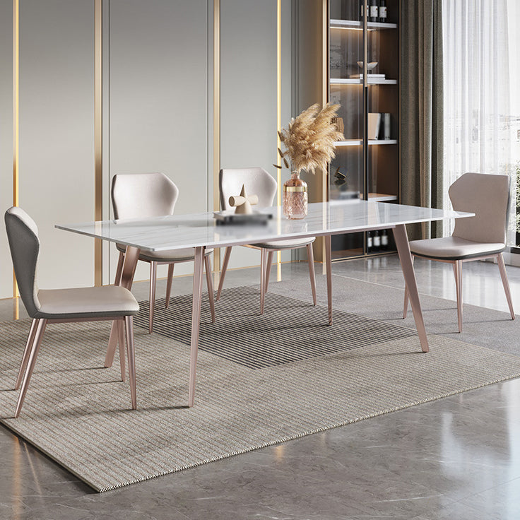 Designer Style Sintered Stone Top Dining Set 1/4/5/7 Pieces Kitchen Table with Chairs 5 Pieces: Table, 4 Chairs Clearhalo 'Dining Room Sets' 'Dining Tables & Seating' 'dining_room_set' 'furn' 'furn_dining_room_set' 'Furniture' 'furniture_dining_room_set' 'Kitchen & Dining Furniture' 5018666