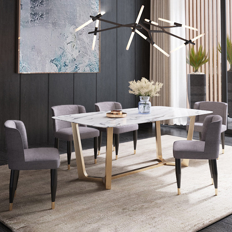 1/2/5/6 Pcs Dining Room Table and Chair Set Sintered Stone Dining Room Set 6 Pieces: Table, 5 Grey Chairs Clearhalo 'Dining Room Sets' 'Dining Tables & Seating' 'dining_room_set' 'furn' 'furn_dining_room_set' 'Furniture' 'furniture_dining_room_set' 'Kitchen & Dining Furniture' 5018680