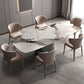 Designer Style Sintered Stone Dining Set 1/4/5/7 Pieces Dining Table with Chairs 7 Pieces: Grey Table, 6 Chairs Clearhalo 'Dining Room Sets' 'Dining Tables & Seating' 'dining_room_set' 'furn' 'furn_dining_room_set' 'Furniture' 'furniture_dining_room_set' 'Kitchen & Dining Furniture' 5018699