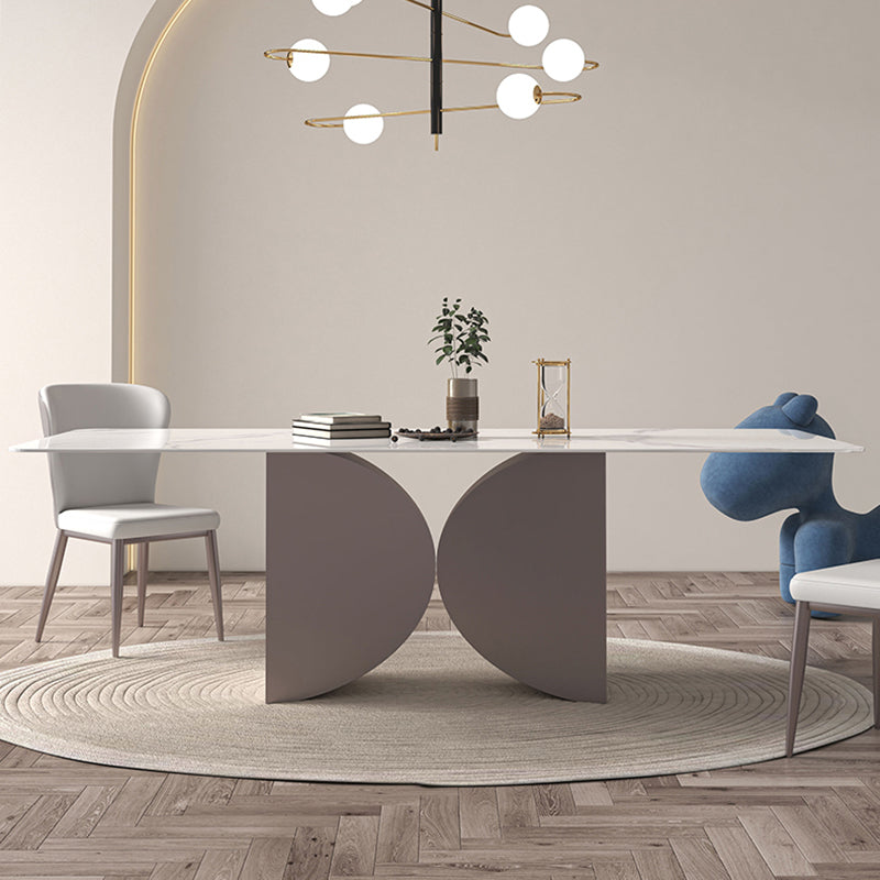 Nordic Glam Rectangle Sintered Stone Dining Table Set 1/2/4/6/7 Pieces Dining Set Clearhalo 'Dining Room Sets' 'Dining Tables & Seating' 'dining_room_set' 'furn' 'furn_dining_room_set' 'Furniture' 'furniture_dining_room_set' 'Kitchen & Dining Furniture' 5018711