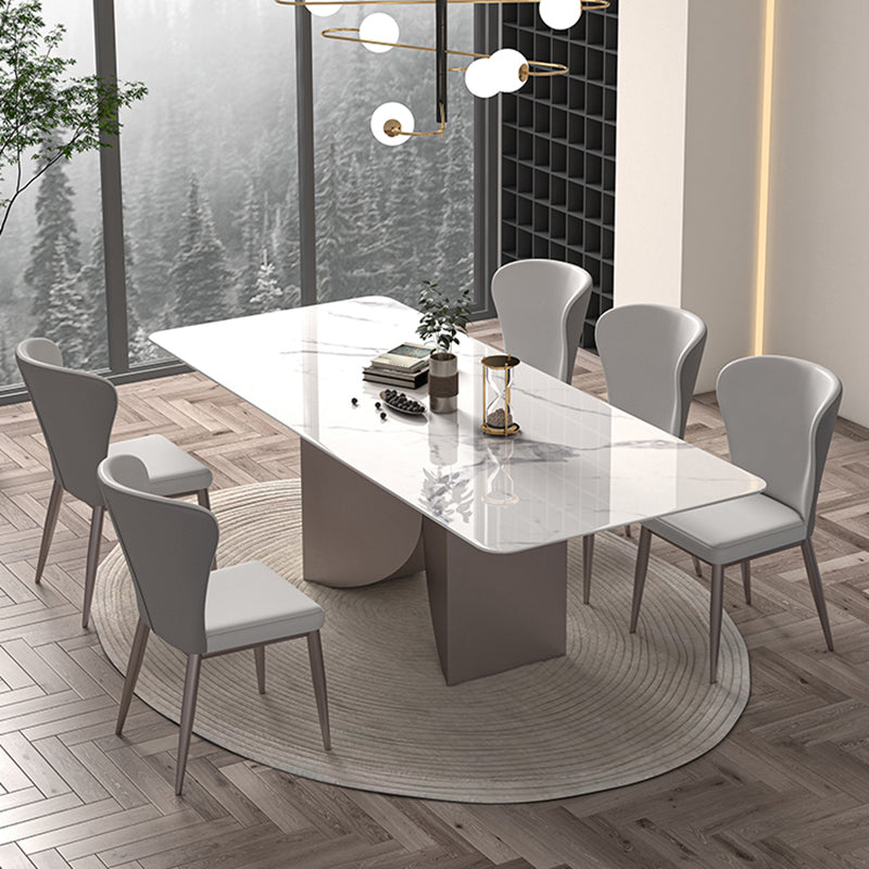Nordic Glam Rectangle Sintered Stone Dining Table Set 1/2/4/6/7 Pieces Dining Set 6 Pieces: Table, 5 Chairs Clearhalo 'Dining Room Sets' 'Dining Tables & Seating' 'dining_room_set' 'furn' 'furn_dining_room_set' 'Furniture' 'furniture_dining_room_set' 'Kitchen & Dining Furniture' 5018713