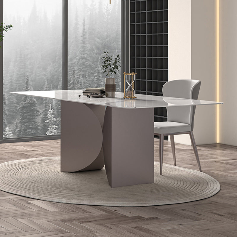 Nordic Glam Rectangle Sintered Stone Dining Table Set 1/2/4/6/7 Pieces Dining Set 2 Pieces: Table, 1 Chair Clearhalo 'Dining Room Sets' 'Dining Tables & Seating' 'dining_room_set' 'furn' 'furn_dining_room_set' 'Furniture' 'furniture_dining_room_set' 'Kitchen & Dining Furniture' 5018714