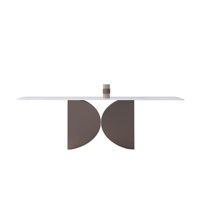 Nordic Glam Rectangle Sintered Stone Dining Table Set 1/2/4/6/7 Pieces Dining Set White 55.1"L x 31.5"W Clearhalo 'Dining Room Sets' 'Dining Tables & Seating' 'dining_room_set' 'furn' 'furn_dining_room_set' 'Furniture' 'furniture_dining_room_set' 'Kitchen & Dining Furniture' 5018716