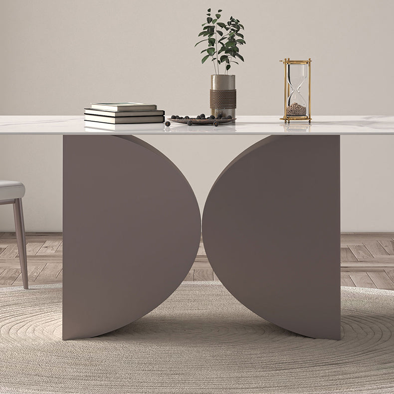 Nordic Glam Rectangle Sintered Stone Dining Table Set 1/2/4/6/7 Pieces Dining Set Clearhalo 'Dining Room Sets' 'Dining Tables & Seating' 'dining_room_set' 'furn' 'furn_dining_room_set' 'Furniture' 'furniture_dining_room_set' 'Kitchen & Dining Furniture' 5018720