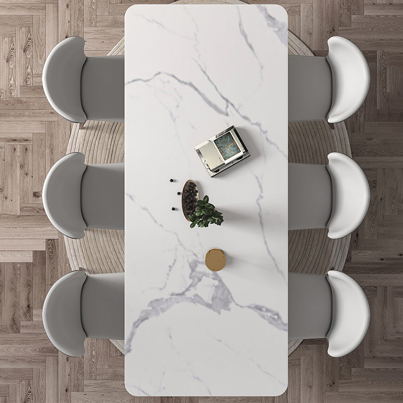 Nordic Glam Rectangle Sintered Stone Dining Table Set 1/2/4/6/7 Pieces Dining Set Clearhalo 'Dining Room Sets' 'Dining Tables & Seating' 'dining_room_set' 'furn' 'furn_dining_room_set' 'Furniture' 'furniture_dining_room_set' 'Kitchen & Dining Furniture' 5018722