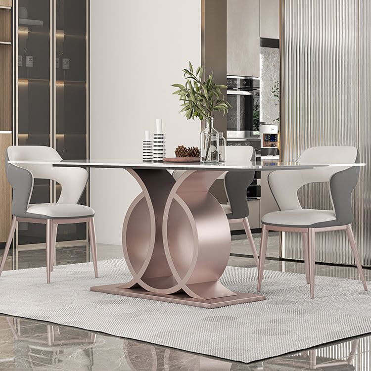 Nordic Glam Rectangle Sintered Stone Dining Table Set 1/4/5/6/7 Pieces Set 4 Pieces: Table, 3 Chairs Clearhalo 'Dining Room Sets' 'Dining Tables & Seating' 'dining_room_set' 'furn' 'furn_dining_room_set' 'Furniture' 'furniture_dining_room_set' 'Kitchen & Dining Furniture' 5018749