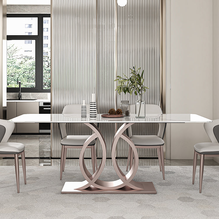 Nordic Glam Rectangle Sintered Stone Dining Table Set 1/4/5/6/7 Pieces Set 5 Pieces: Table, 4 Chairs Clearhalo 'Dining Room Sets' 'Dining Tables & Seating' 'dining_room_set' 'furn' 'furn_dining_room_set' 'Furniture' 'furniture_dining_room_set' 'Kitchen & Dining Furniture' 5018750