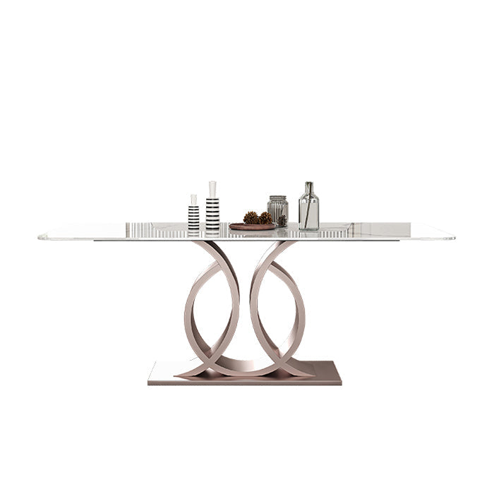 Nordic Glam Rectangle Sintered Stone Dining Table Set 1/4/5/6/7 Pieces Set Clearhalo 'Dining Room Sets' 'Dining Tables & Seating' 'dining_room_set' 'furn' 'furn_dining_room_set' 'Furniture' 'furniture_dining_room_set' 'Kitchen & Dining Furniture' 5018751