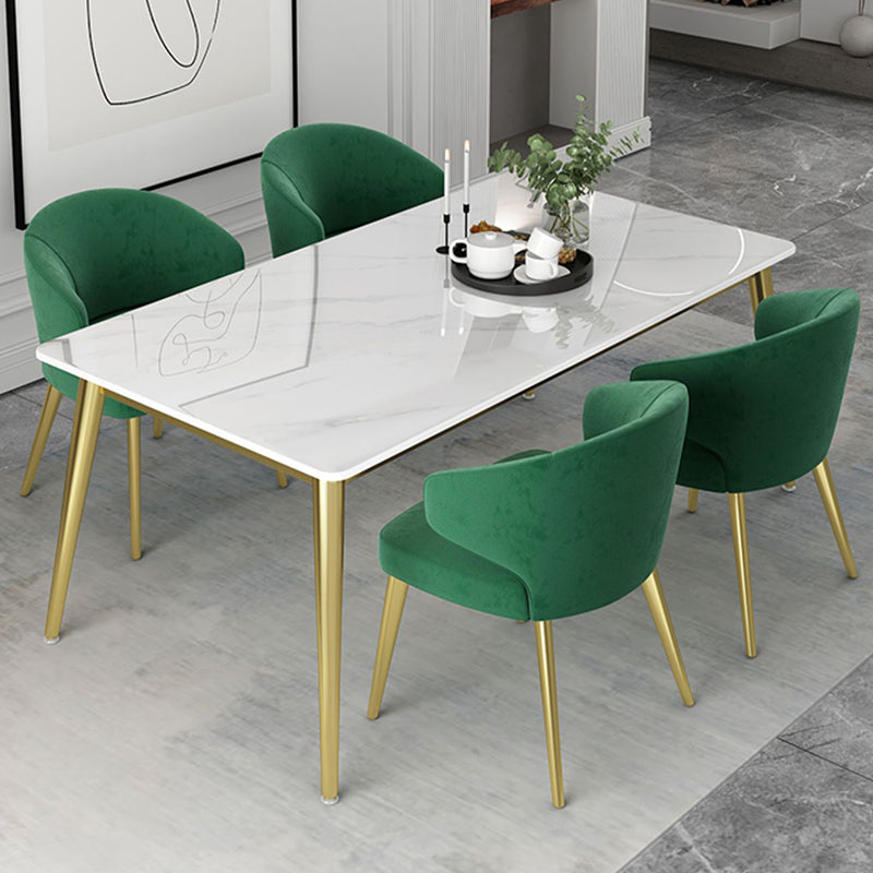 Glam White Sintered Stone Dining Table Set 1/2/5/7 Pieces Dining Set for Home Use Clearhalo 'Dining Room Sets' 'Dining Tables & Seating' 'dining_room_set' 'furn' 'furn_dining_room_set' 'Furniture' 'furniture_dining_room_set' 'Kitchen & Dining Furniture' 5018788