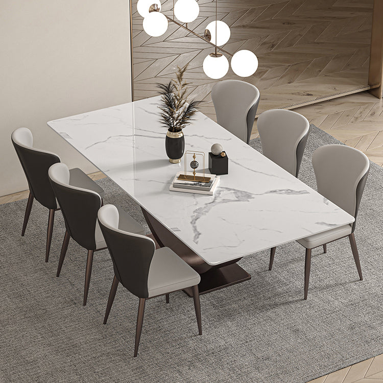 Modern Rectangle Sintered Stone Dining Table Set 1/2/4/5/7 Pieces Dining Set 7 Pieces: Table, 6 Chairs Clearhalo 'Dining Room Sets' 'Dining Tables & Seating' 'dining_room_set' 'furn' 'furn_dining_room_set' 'Furniture' 'furniture_dining_room_set' 'Kitchen & Dining Furniture' 5018807