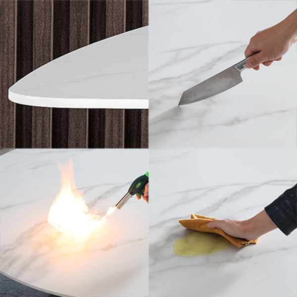 Modern Rectangle Sintered Stone Dining Table Set 1/2/4/5/7 Pieces Dining Set Clearhalo 'Dining Room Sets' 'Dining Tables & Seating' 'dining_room_set' 'furn' 'furn_dining_room_set' 'Furniture' 'furniture_dining_room_set' 'Kitchen & Dining Furniture' 5018813