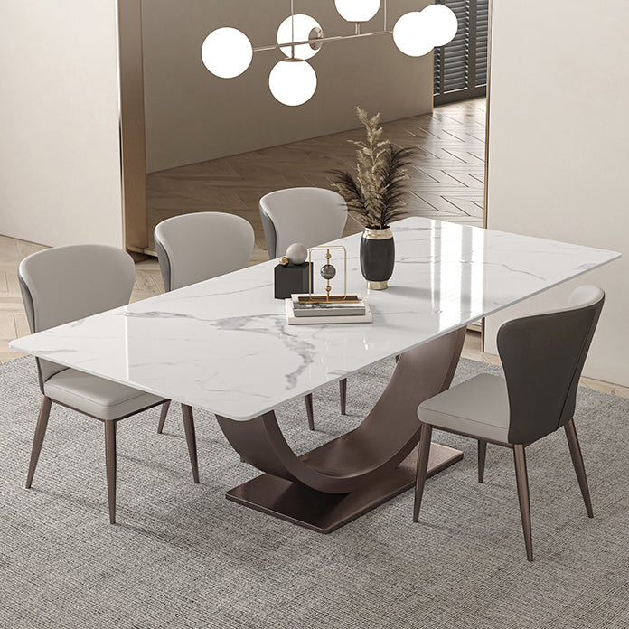 Modern Rectangle Sintered Stone Dining Table Set 1/2/4/5/7 Pieces Dining Set Clearhalo 'Dining Room Sets' 'Dining Tables & Seating' 'dining_room_set' 'furn' 'furn_dining_room_set' 'Furniture' 'furniture_dining_room_set' 'Kitchen & Dining Furniture' 5018818