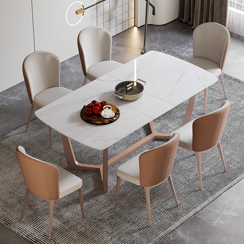 Extendable Sintered Stone Top Dining Set Rectangle 1/4/5/7 Pieces Dining Table with Chairs Clearhalo 'Dining Room Sets' 'Dining Tables & Seating' 'dining_room_set' 'furn' 'furn_dining_room_set' 'Furniture' 'furniture_dining_room_set' 'Kitchen & Dining Furniture' 5018823