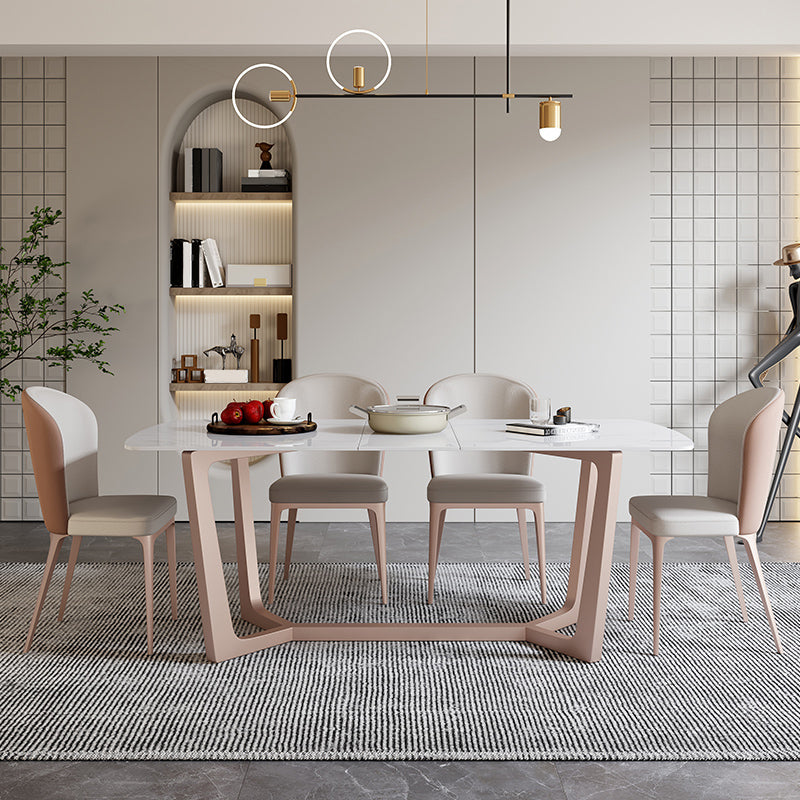 Extendable Sintered Stone Top Dining Set Rectangle 1/4/5/7 Pieces Dining Table with Chairs Clearhalo 'Dining Room Sets' 'Dining Tables & Seating' 'dining_room_set' 'furn' 'furn_dining_room_set' 'Furniture' 'furniture_dining_room_set' 'Kitchen & Dining Furniture' 5018826