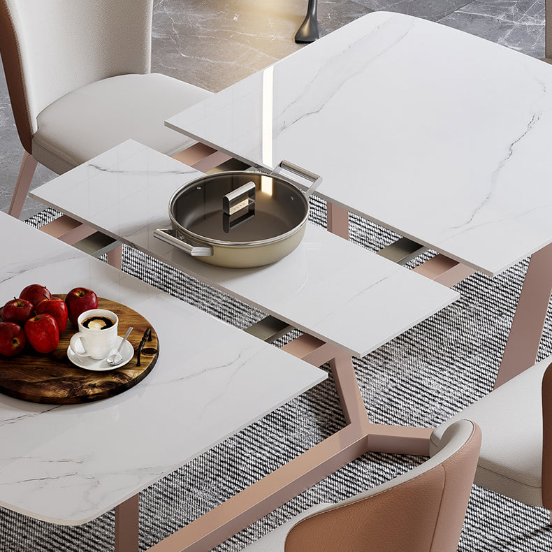 Extendable Sintered Stone Top Dining Set Rectangle 1/4/5/7 Pieces Dining Table with Chairs Clearhalo 'Dining Room Sets' 'Dining Tables & Seating' 'dining_room_set' 'furn' 'furn_dining_room_set' 'Furniture' 'furniture_dining_room_set' 'Kitchen & Dining Furniture' 5018829