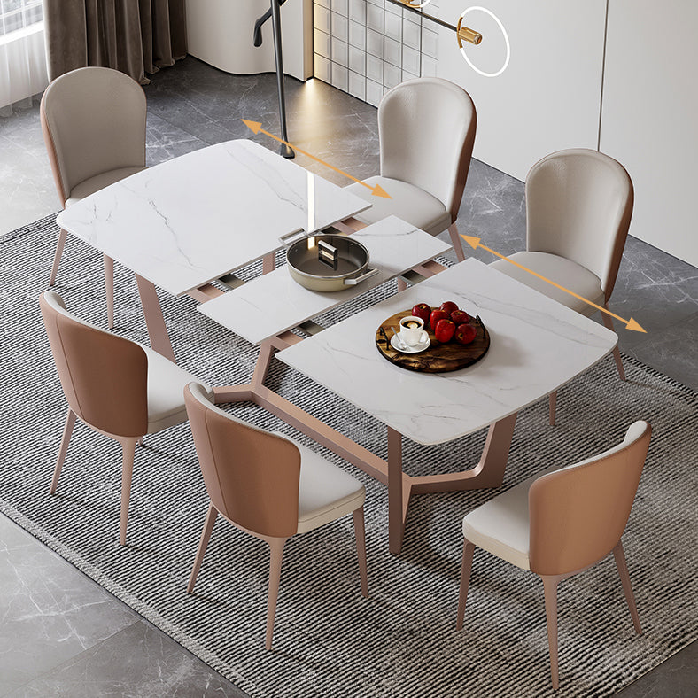 Extendable Sintered Stone Top Dining Set Rectangle 1/4/5/7 Pieces Dining Table with Chairs Clearhalo 'Dining Room Sets' 'Dining Tables & Seating' 'dining_room_set' 'furn' 'furn_dining_room_set' 'Furniture' 'furniture_dining_room_set' 'Kitchen & Dining Furniture' 5018834