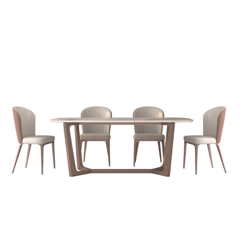 Extendable Sintered Stone Top Dining Set Rectangle 1/4/5/7 Pieces Dining Table with Chairs 5 Pieces: Table, 4 Chairs Clearhalo 'Dining Room Sets' 'Dining Tables & Seating' 'dining_room_set' 'furn' 'furn_dining_room_set' 'Furniture' 'furniture_dining_room_set' 'Kitchen & Dining Furniture' 5018835