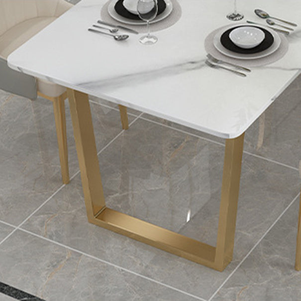 Glam Sintered Stone Dining Table Set 1/2/5/7 Pieces Dining Set for Home Use Clearhalo 'Dining Room Sets' 'Dining Tables & Seating' 'dining_room_set' 'furn' 'furn_dining_room_set' 'Furniture' 'furniture_dining_room_set' 'Kitchen & Dining Furniture' 5018870