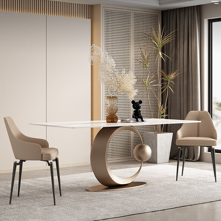 Nordic Sintered Stone Top Dining Set Rectangle 1/3/4/6/7 Pieces Dining Room Table Set 3 Pieces: Table, 2 Chairs Clearhalo 'Dining Room Sets' 'Dining Tables & Seating' 'dining_room_set' 'furn' 'furn_dining_room_set' 'Furniture' 'furniture_dining_room_set' 'Kitchen & Dining Furniture' 5018882
