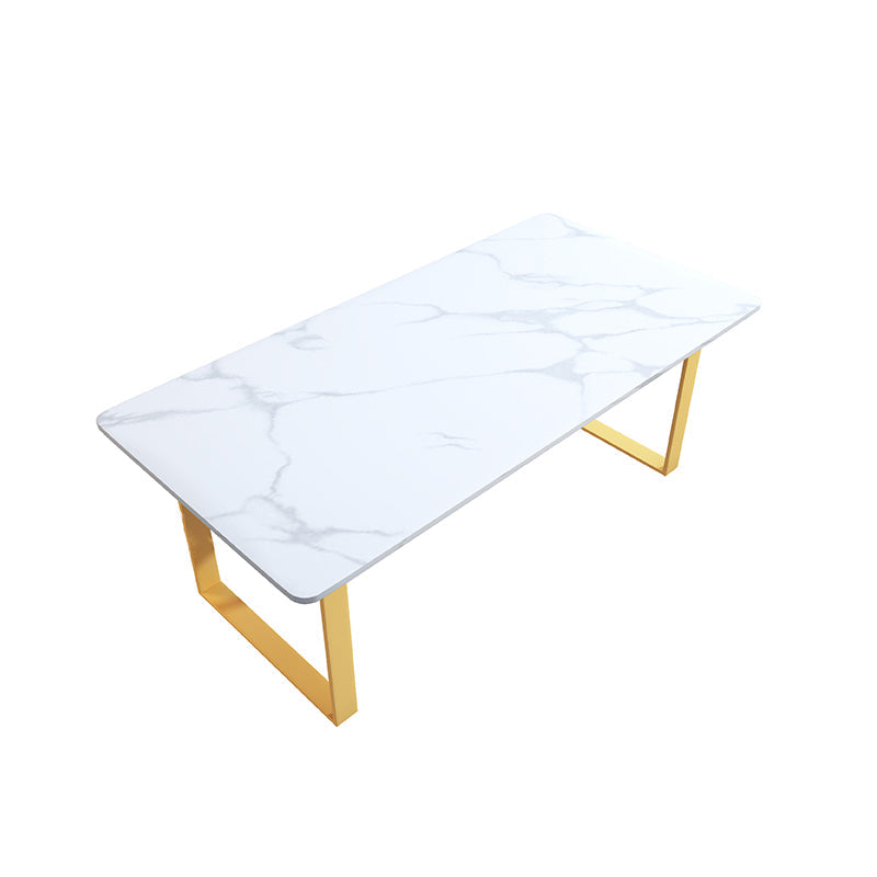 Modern Iron Dinette Set 1/2/5/7 Pieces White Rectangle Sintered Stone Top Dining Table Set White 70.9"L x 35.4"W Clearhalo 'Dining Room Sets' 'Dining Tables & Seating' 'dining_room_set' 'furn' 'furn_dining_room_set' 'Furniture' 'furniture_dining_room_set' 'Kitchen & Dining Furniture' 5018893